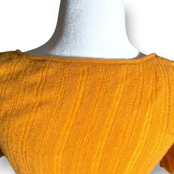 Free People Ava Cashmere Pullover Cropped Scoop Neck Short Sleeve Goldenrod Knit - Picture 4 of 11